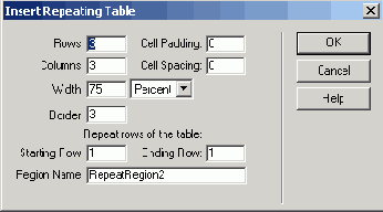   Insert Repeating Table